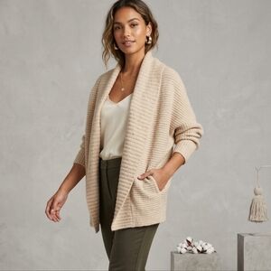 Express Soft Dolman Open-Front Cardigan - Beige